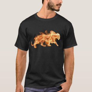Die goldene große Katze auf einem schwarzen Kurzar T-Shirt