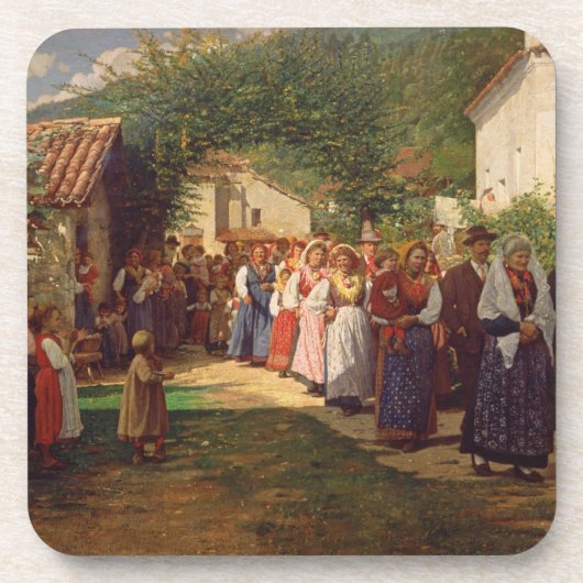 Die goldene Hochzeit (Öl auf Leinwand) Getränkeuntersetzer (Vorderseite)