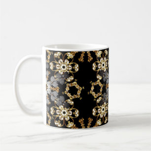 Die goldene Kontur ist mit Blumen dekoriert. Ostst Kaffeetasse