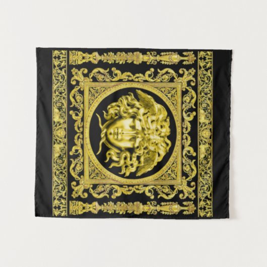 Die goldene Medusa-Mauer Wandteppich (Vorderseite (Horizontal))