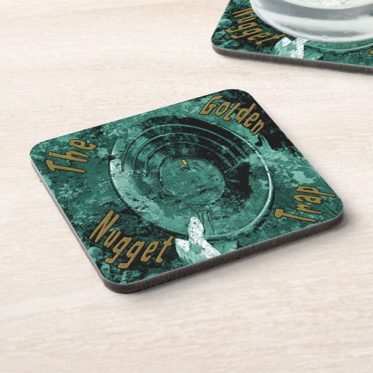 Die goldene Nugget-Falle Getränkekoaster Getränkeuntersetzer (Linke Seite)
