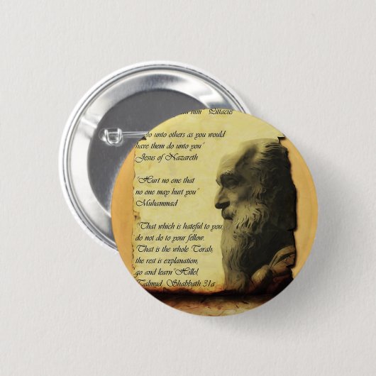 Die goldene Regel entsprechend drei Religionen Button (Vorne & Hinten)