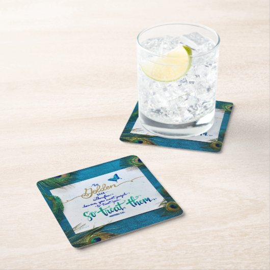 Die goldene Regel! Rechteckiger Pappuntersetzer (Vor Ort)