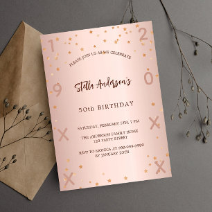 Die goldene Rose zum Geburtstag Einladungspostkarte