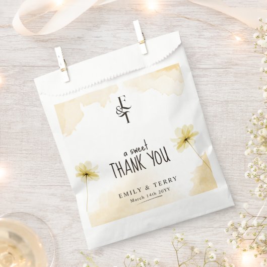 Die goldene Stunde blumenmonogramm Hochzeit danke Geschenktütchen (Ausgeschnitten)