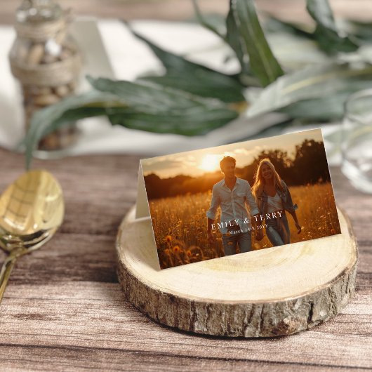 Die goldene Stunde Grace Foto Blumen Hochzeit gekl Platzkarte