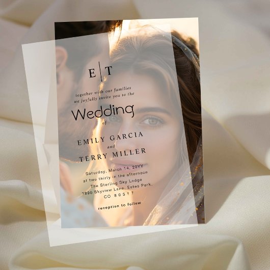 Die goldene Stunde Grace Moderne Mongram Hochzeit Pergament Einladungen