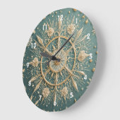 Die goldene Verkleidung des Winters: Eine Snowflak Große Wanduhr (Winkel)