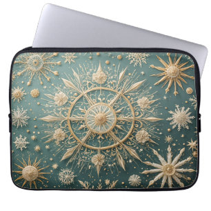 Die goldene Verkleidung des Winters: Eine Snowflak Laptopschutzhülle