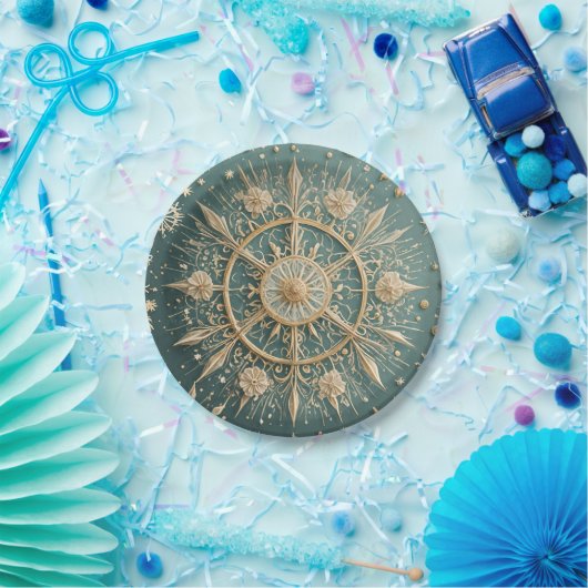 Die goldene Verkleidung des Winters: Eine Snowflak Pappteller (Party)