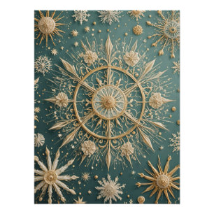 Die goldene Verkleidung des Winters: Eine Snowflak Poster