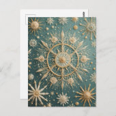 Die goldene Verkleidung des Winters: Eine Snowflak Postkarte (Vorne/Hinten)