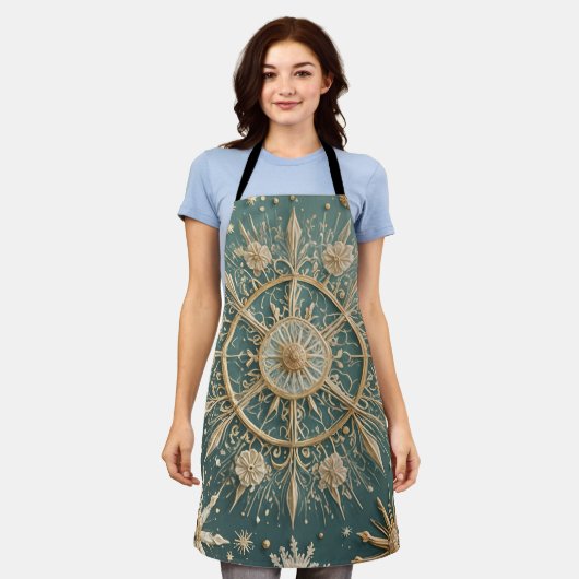 Die goldene Verkleidung des Winters: Eine Snowflak Schürze (Getragen)