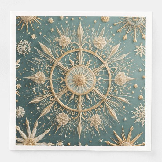 Die goldene Verkleidung des Winters: Eine Snowflak Serviette (Vorderseite)