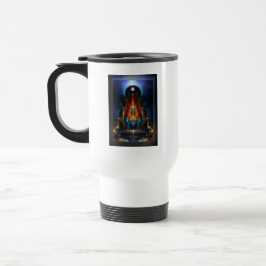 Die goldene Vision des Fraktals Arsencia Kunst Reisebecher (Links)