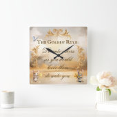 Die goldene Wall-Uhr Quadratische Wanduhr (Zuhause)