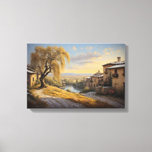 Die Goldene Weide bei Sonnenuntergang Leinwanddruck