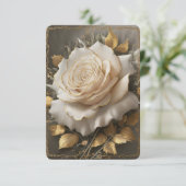 Die goldene, weiße Rosenkunst Dankeskarte (Stehend Vorderseite)