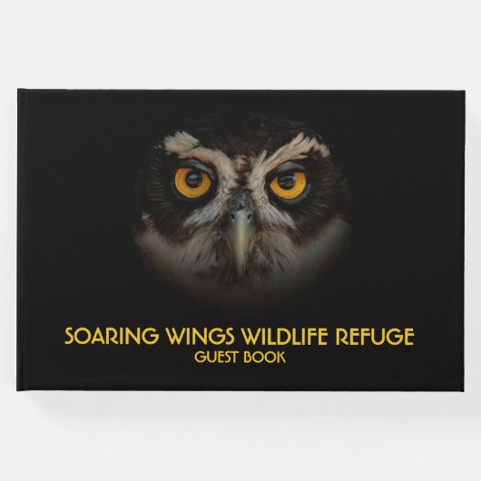 Die goldenen Augen eines spektakulären Eule Gästebuch (Vorderseite)