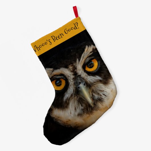 Die goldenen Augen eines spektakulären Eule Großer Weihnachtsstrumpf (Rückseite (Hängend))