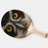 Die goldenen Augen eines spektakulären Eule Tischtennis Schläger (Seitenansicht)