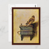 Die Goldfinch, Puttertje von Carel Fabritius Postkarte (Vorne/Hinten)