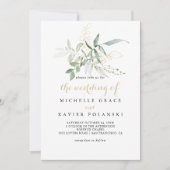 Die goldgrüne Blatthochzeit von Einladung (Vorderseite)