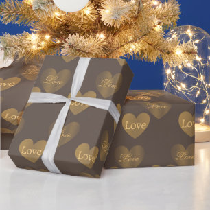 Die Goldherzen der Liebe auf Mitteltaub verdoppeln Geschenkpapier