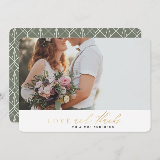 Die GoldLiebe und -dank, die wedding sind, dankt Dankeskarte (Vorne/Hinten)