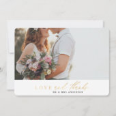 Die GoldLiebe und -dank, die wedding sind, dankt Dankeskarte (Vorderseite)