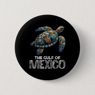Die Golf Von Mexiko Schildkröte Farbige Mexikanisc Button