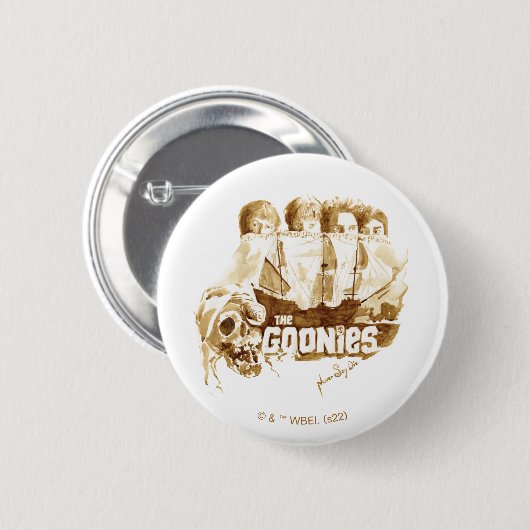 Die Goonies Pirate Schiff Wasserfarbe Grafik Button (Vorne & Hinten)
