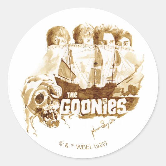 Die Goonies Pirate Schiff Wasserfarbe Grafik Runder Aufkleber (Vorderseite)