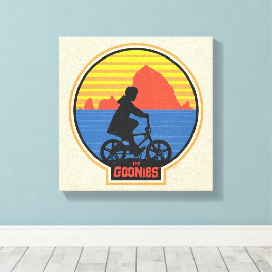 Die Goonies Retro Mikey Riding Bike Grafik Leinwanddruck (Insitu (Holzboden))