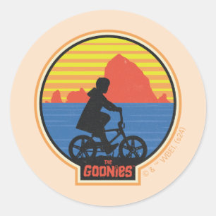 Die Goonies Retro Mikey Riding Bike Grafik Runder Aufkleber