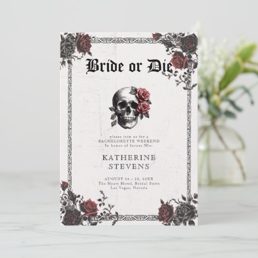 Die Goth Floral Junggeselinnen-Abschied Route Einladung (Stehend Vorderseite)