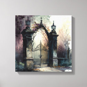 Die gotische Friedhofs-Tor-Serie Design 12 Leinwanddruck