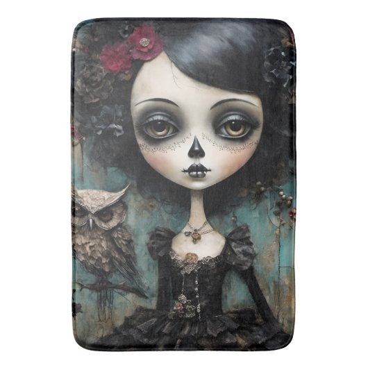 Die Gotische Puppe und ihr Haustier-Eule Badematte (Vorderseite Vertikal)