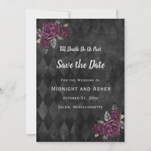 Die gotische Rose bis zum Tod macht uns Save the D Save The Date (Vorderseite)