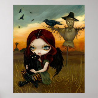 Die gotische Scarecrow-Feenkatze zwischen Kunstdru Poster