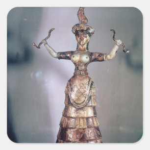 Die Göttin der Schlangen Quadratischer Aufkleber