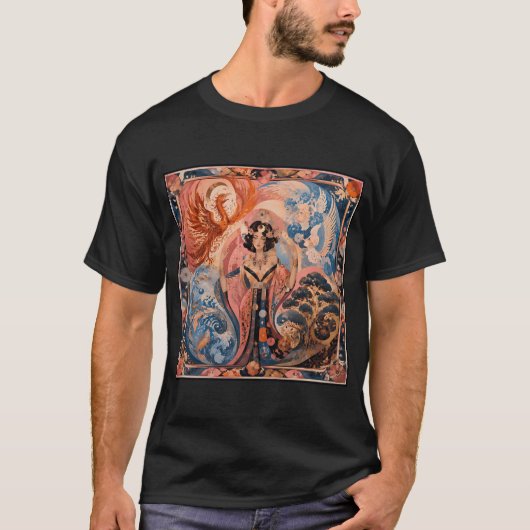 Die Göttin der vier Elemente - Phönix, Fisch,  T-Shirt (Vorderseite)