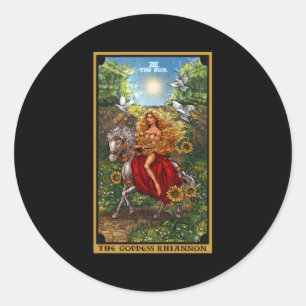 Die Göttin Rhiannon, die Sun Tarot Card Celtic Pag Runder Aufkleber