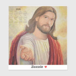 Die göttliche Einladung: Jesus 2026 Kalender Aufkleber