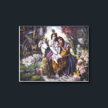 Die göttliche Liebeskunst der Leinwand<br><div class="desc">Das ist eines der bekanntesten und geliebtesten Gemälde von Radha und Krishna in einem schönen Porträt des berühmten transzendentalen Künstlers Vishnudas. Passen Sie es an: Größe des Posters,  Rahmen,  Papierart,  Leinwand usw.</div>