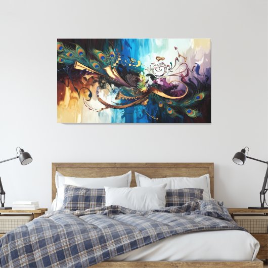 "Die Göttliche Symphonie: Krishnas Melodie der Far Leinwanddruck (Insitu (Schlafzimmer))