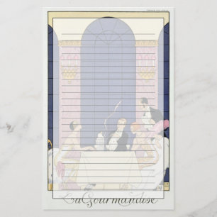 Die Gourmands, 1920-30 (pochoir Druck) Briefpapier