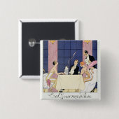 Die Gourmands, 1920-30 (pochoir Druck) Button (Vorne & Hinten)