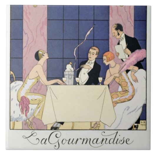 Die Gourmands, 1920-30 (pochoir Druck) Fliese (Vorderseite)