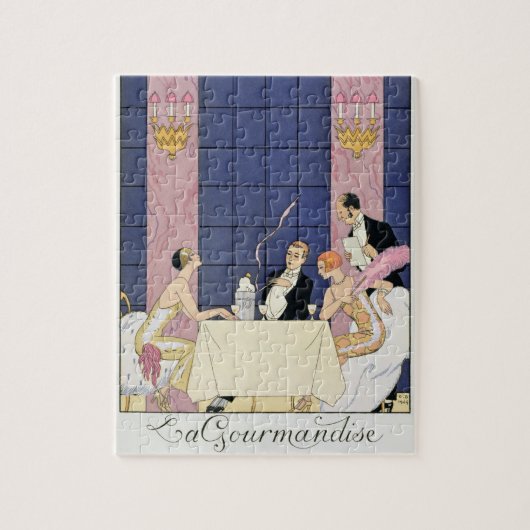 Die Gourmands, 1920-30 (pochoir Druck) Puzzle (Vertikal)